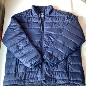St. Johns Bay Mens XXL Puffer Jacket Lightweight Full‎ Zip Navy Blue